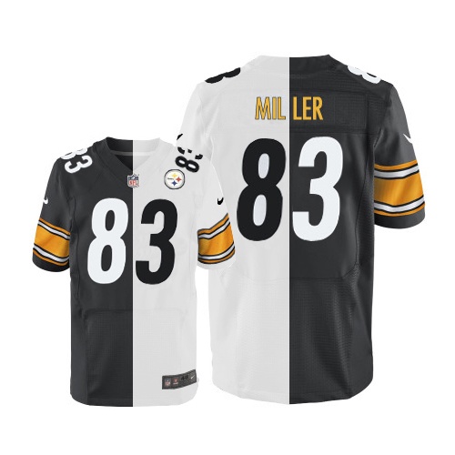 Men's Elite Heath Miller Nike Jersey Black/White - #83 Split Fashion NFL Pittsburgh Steelers